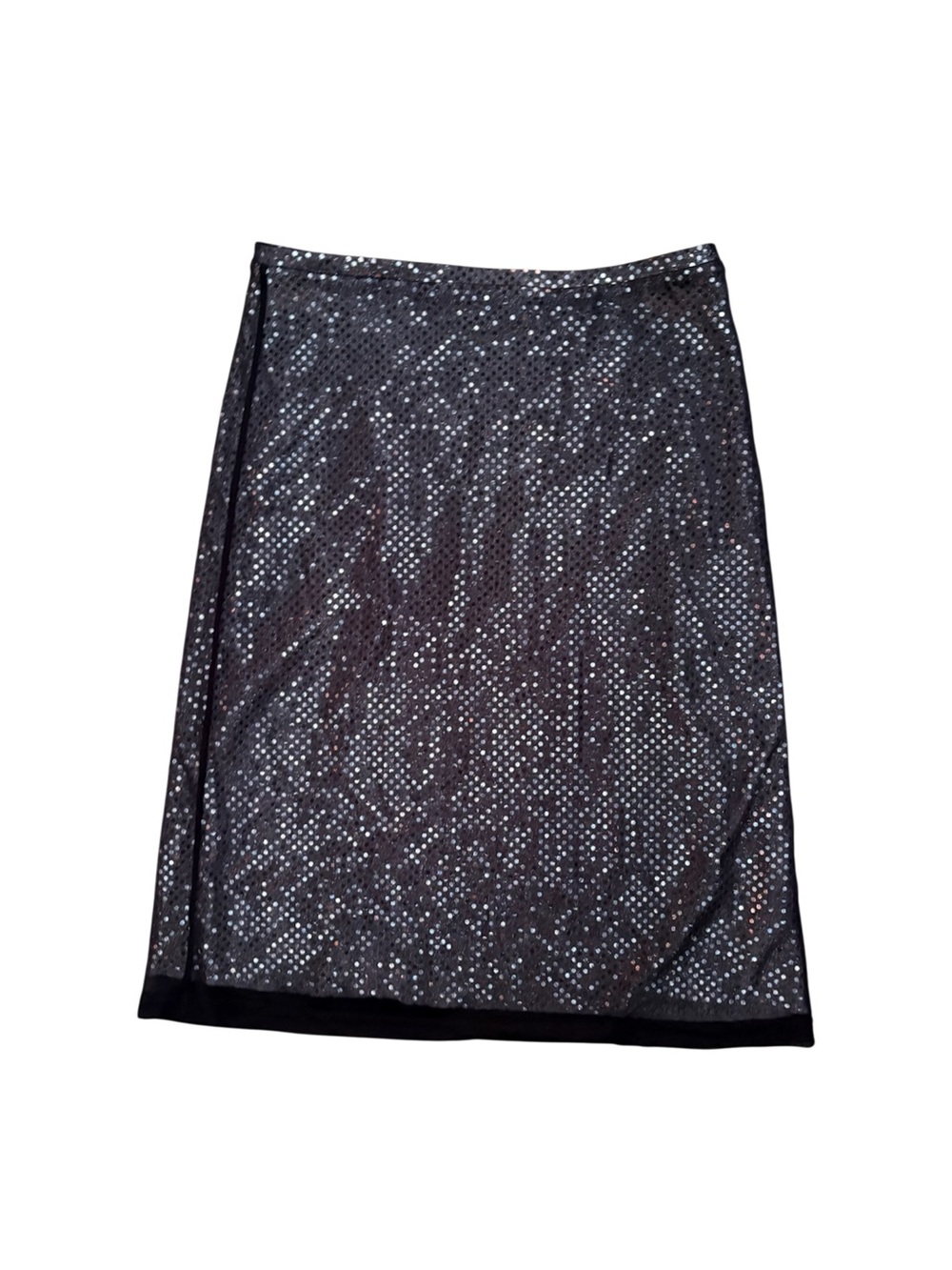 Vintage Express Black Sequin Low Rise Midi Skirt